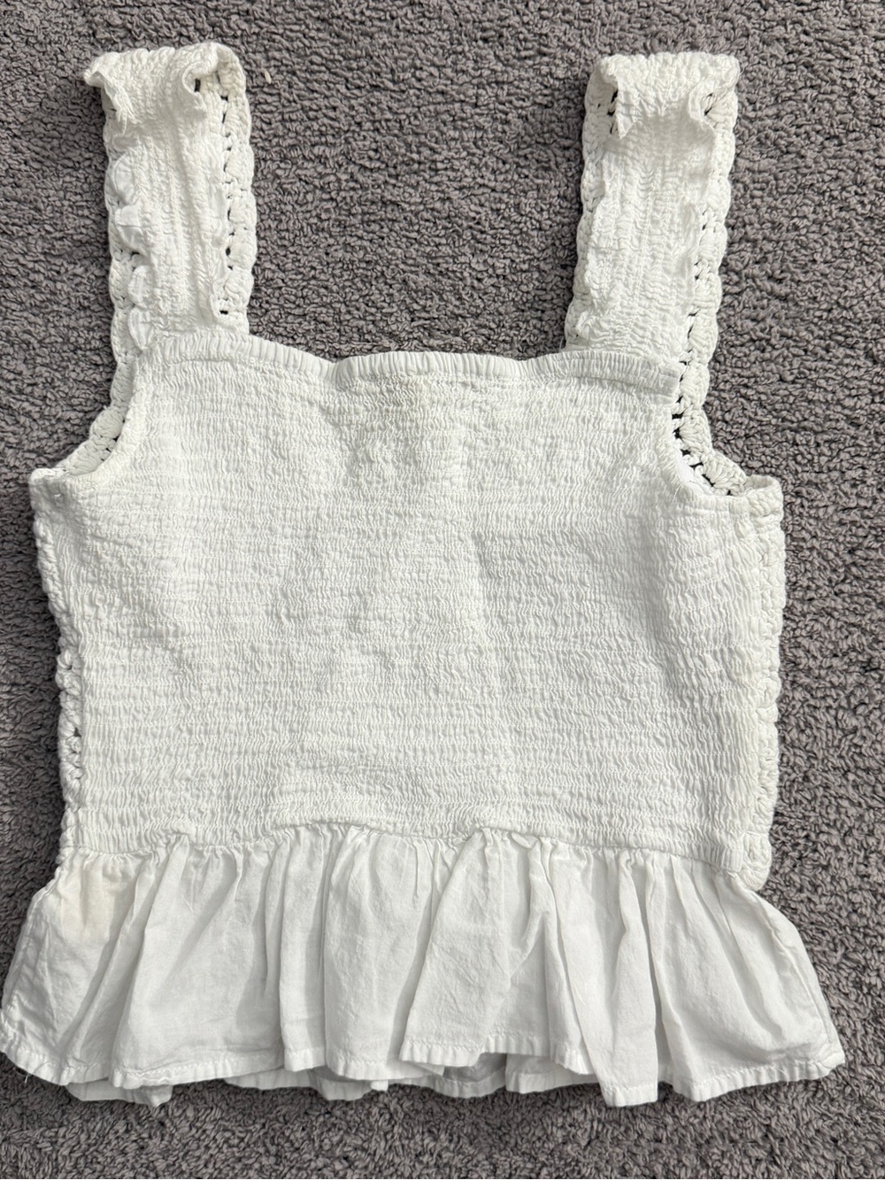 Rebellion White Crochet Peplum Tank Top - Picture 4 of 6